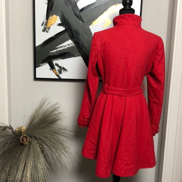 ASOS Red wool blend winter coat - Picture 3 of 8